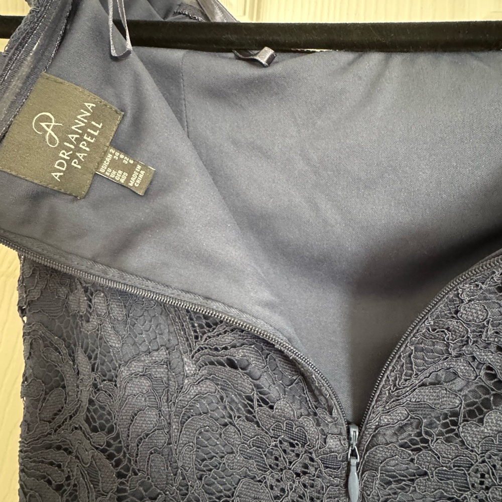 Adrianna Papell Strapless Lace Dress in Dark Blue - Picture 3 of 3